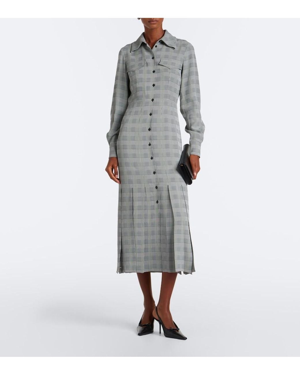 Emilia Wickstead Gray Caliste Checked Shirtdress