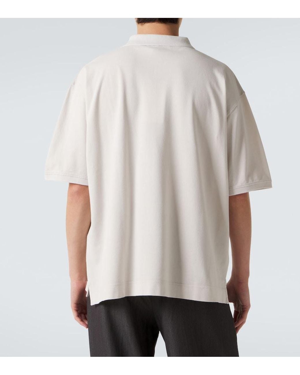 Acne White Distressed Logo Cotton Polo Shirt for men