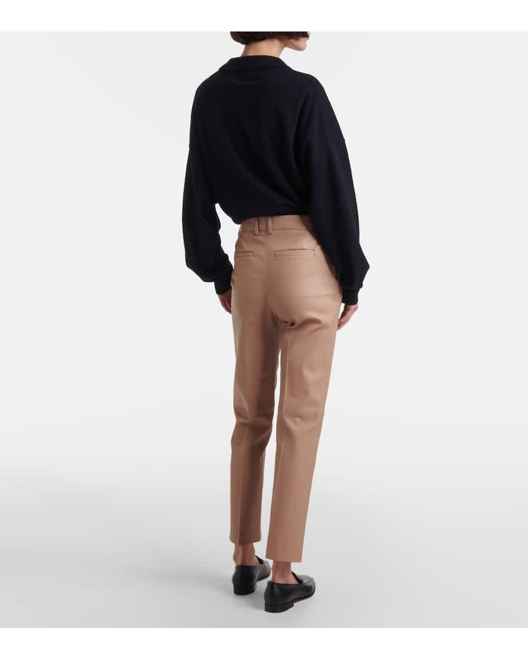 Joseph Natural Coleman Leather Straight Pants