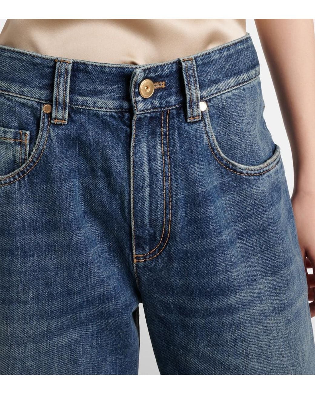 Brunello Cucinelli Blue Low-Rise Straight Jeans