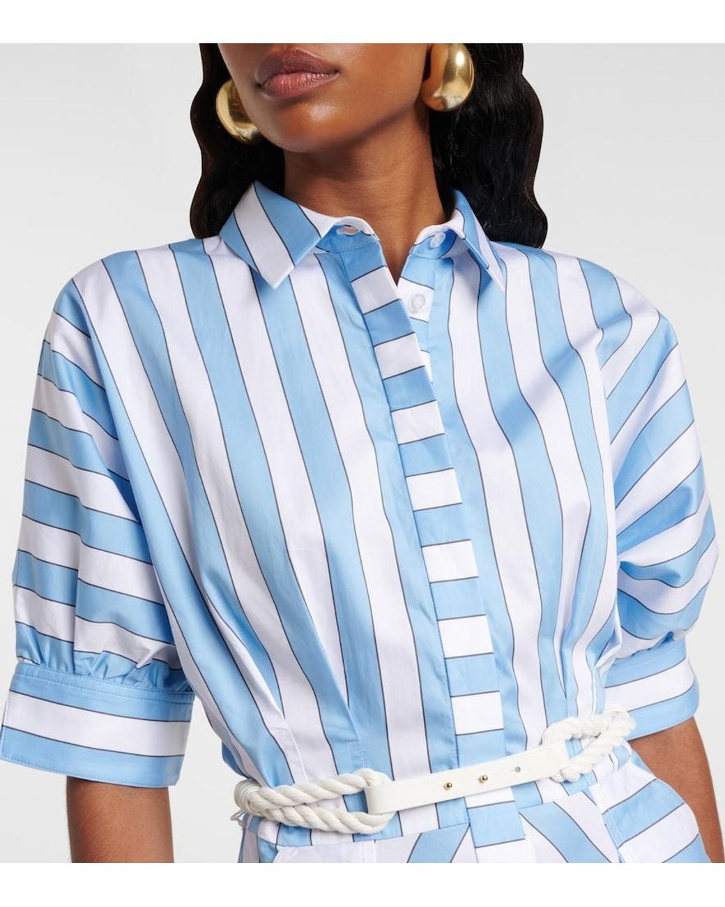 Rebecca Vallance Blue Nilah Striped Cotton Minidress