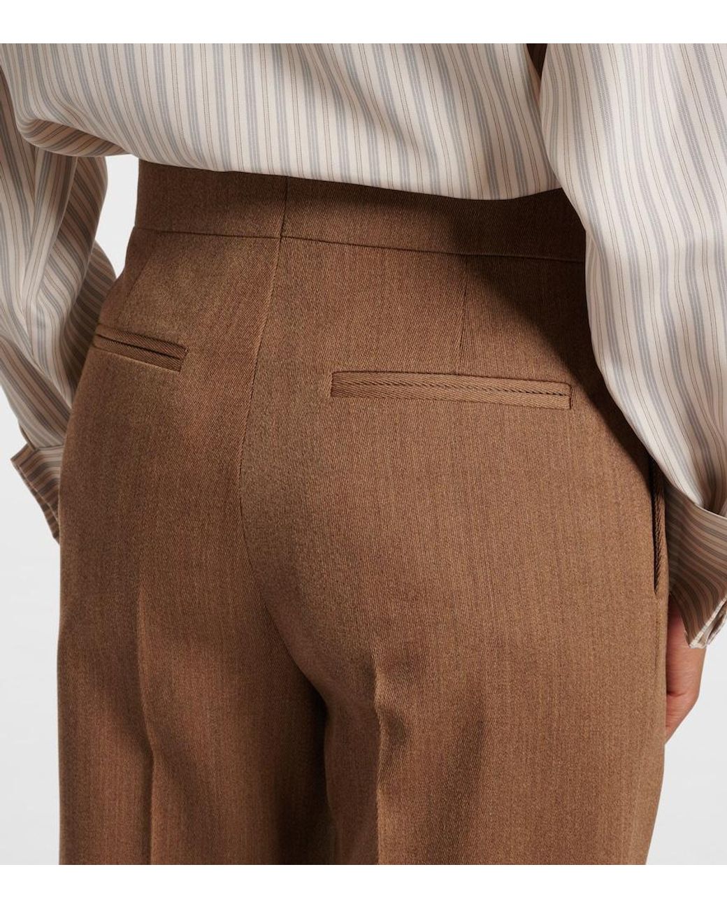 FFORME Brown Agel High-Rise Virgin Wool Wide-Leg Pants