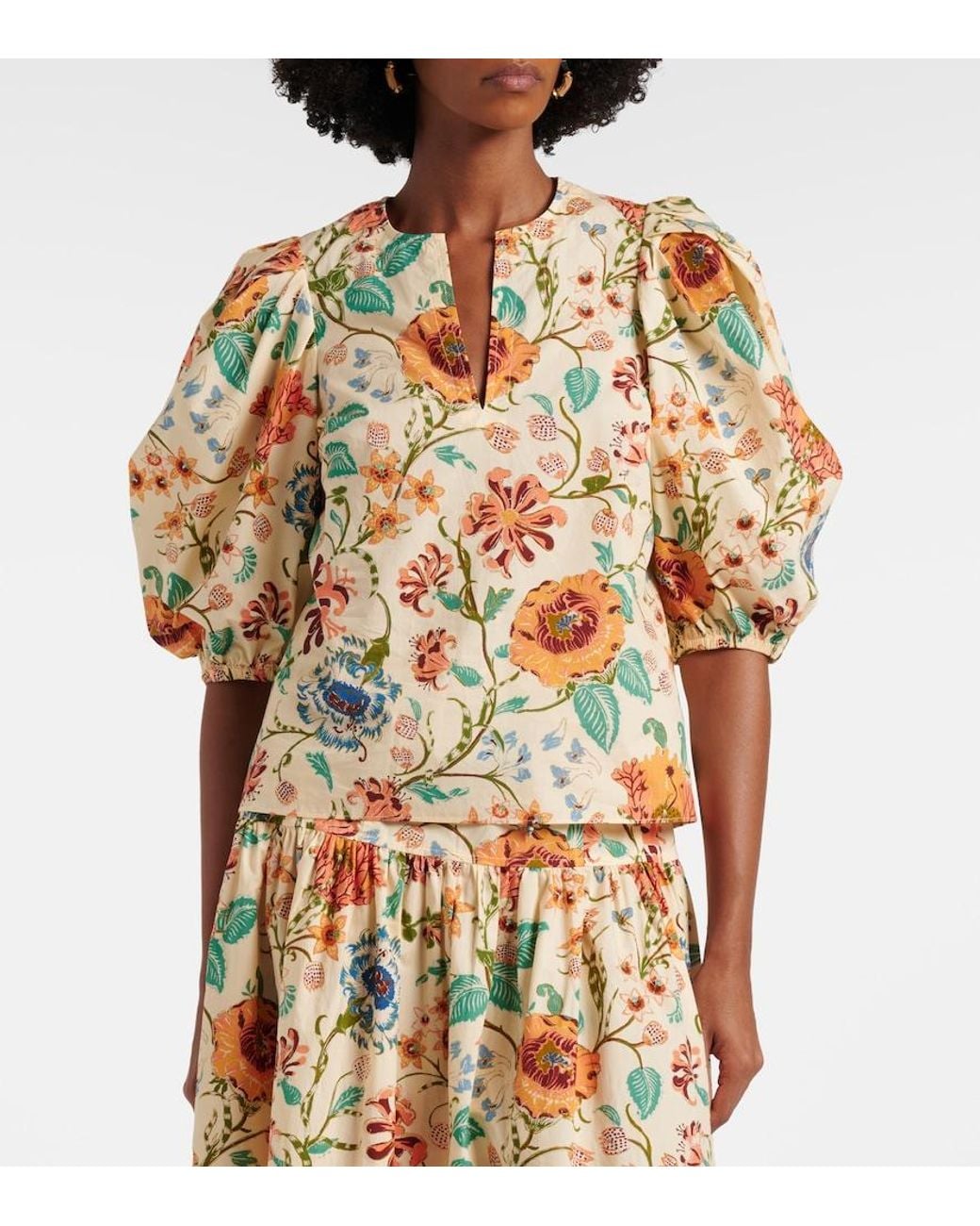Ulla Johnson Metallic Florielle Floral Cotton Top