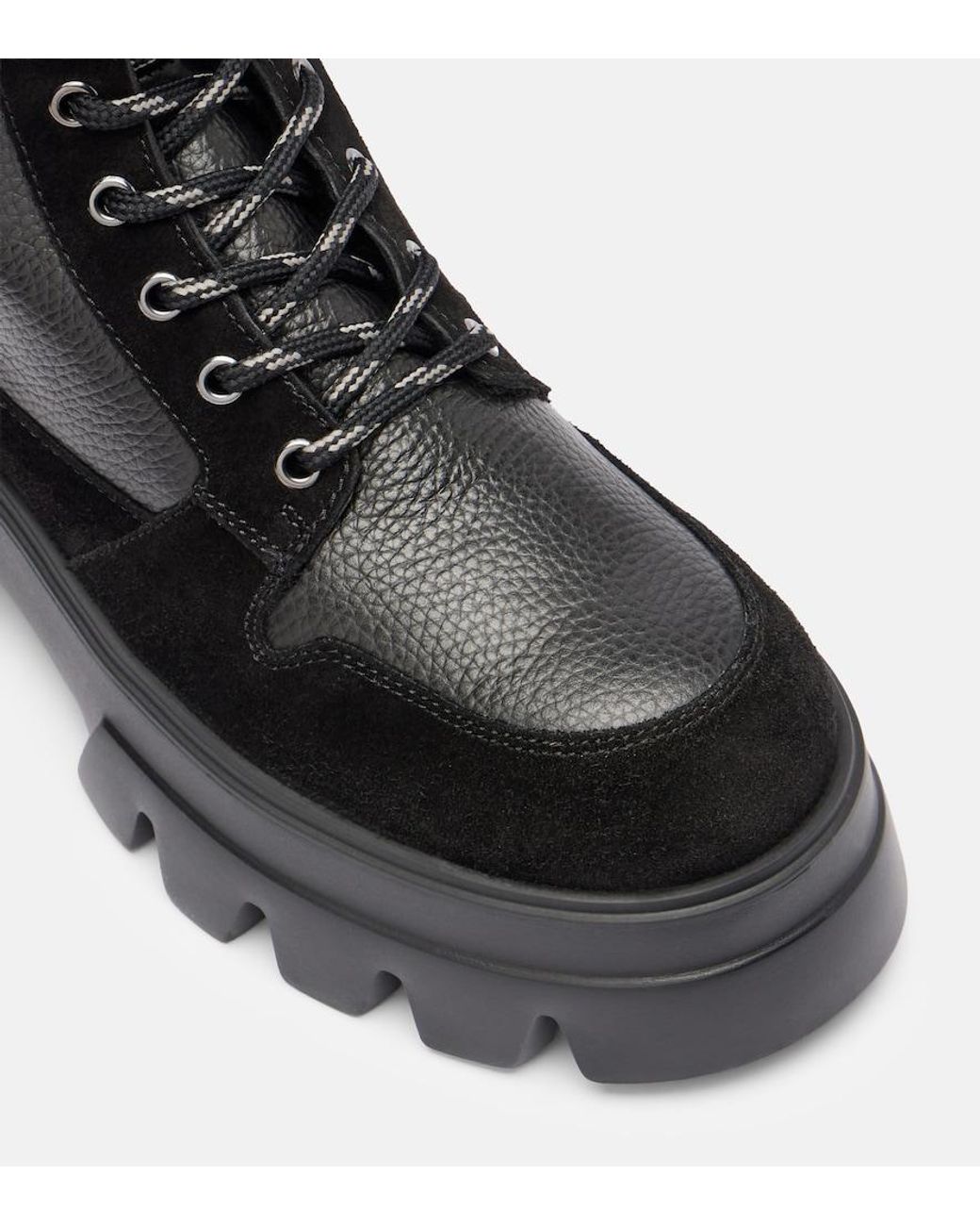 Bogner Black Sapporo Suede And Leather Combat Boots