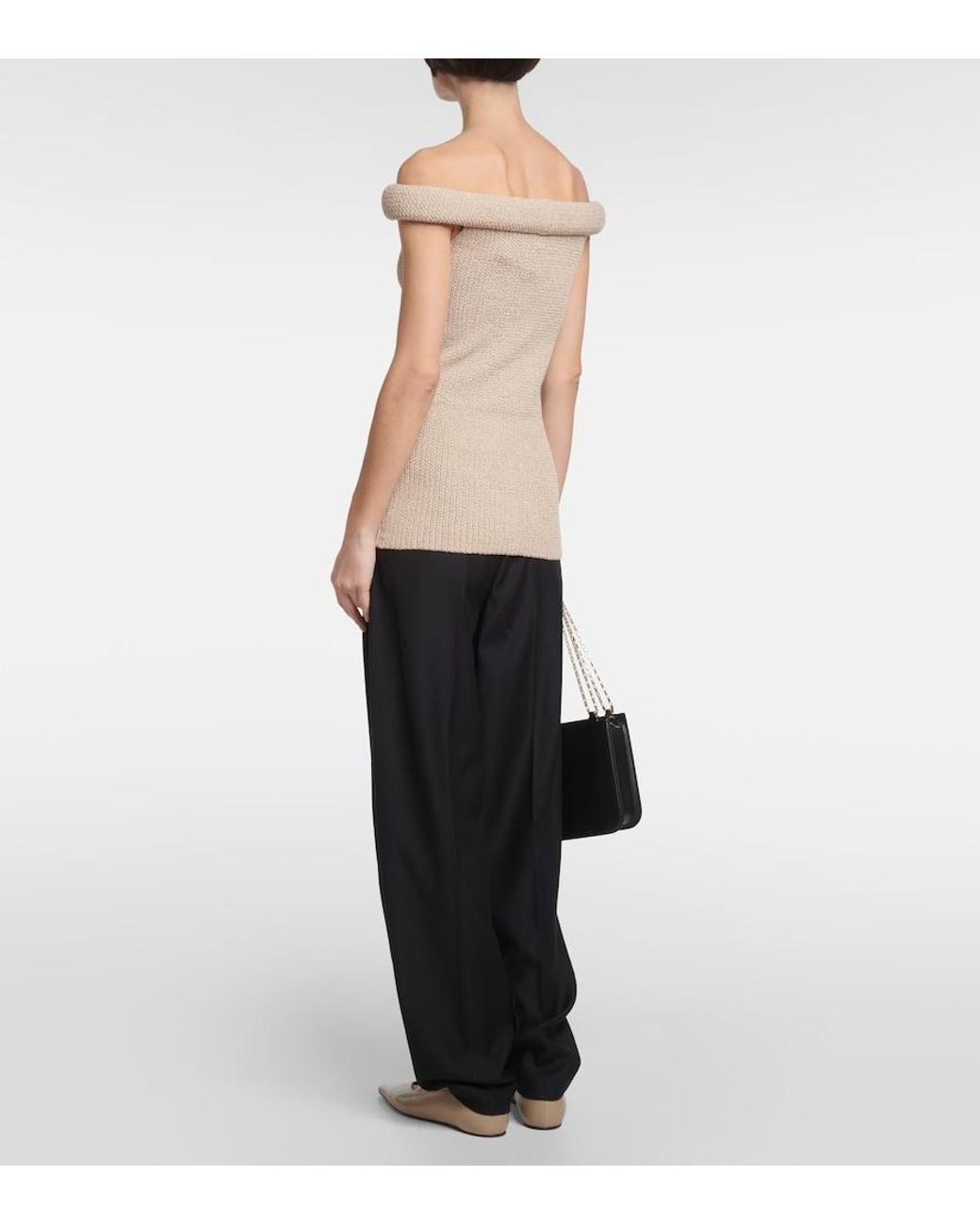 Totême Natural Knitted Off-Shoulder Top