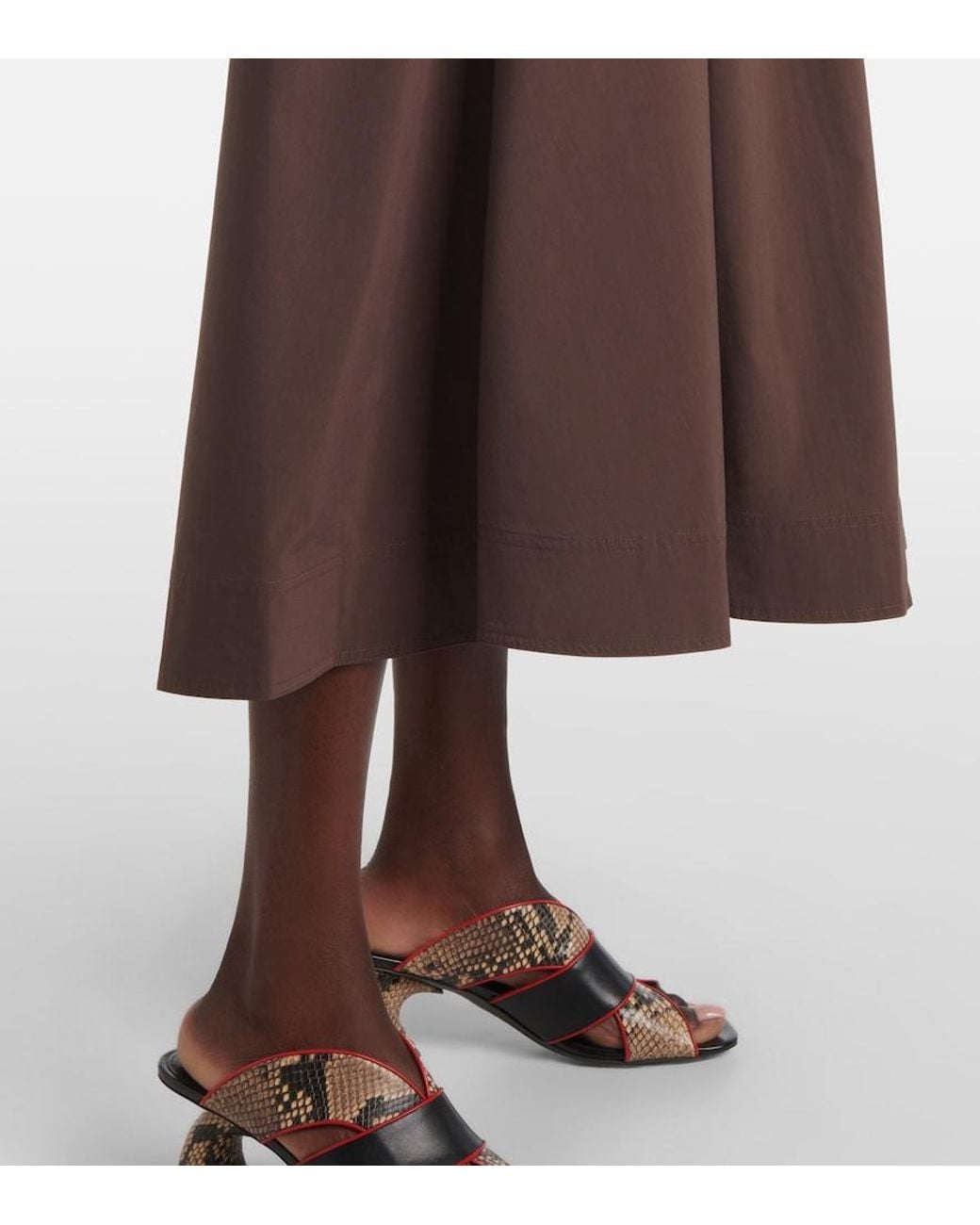 Jonathan Simkhai Brown Pintuck Cotton-Blend Midi Dress