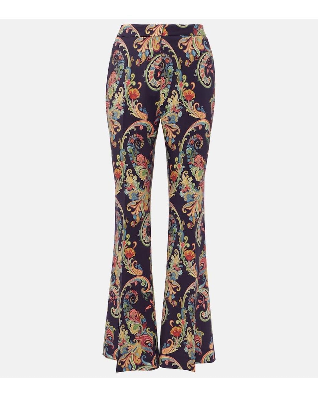 Etro Blue Paisley High-Rise Flared Pants