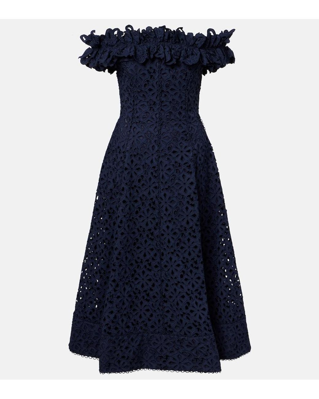 Rebecca Vallance Blue Antalya Broderie Anglaise Cocktail Dress