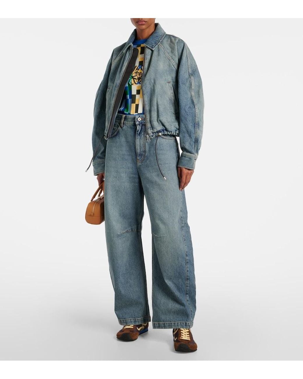 Loewe Blue Anagram Barrel-Leg Jeans