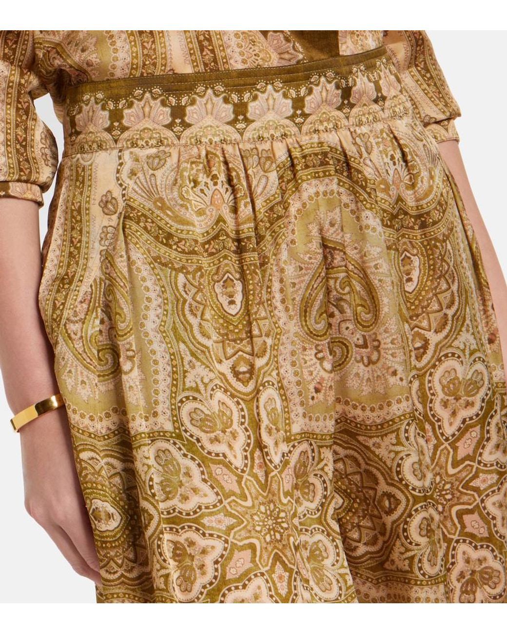 Zimmermann Natural Luna Paisley Silk Satin Balloon Pants