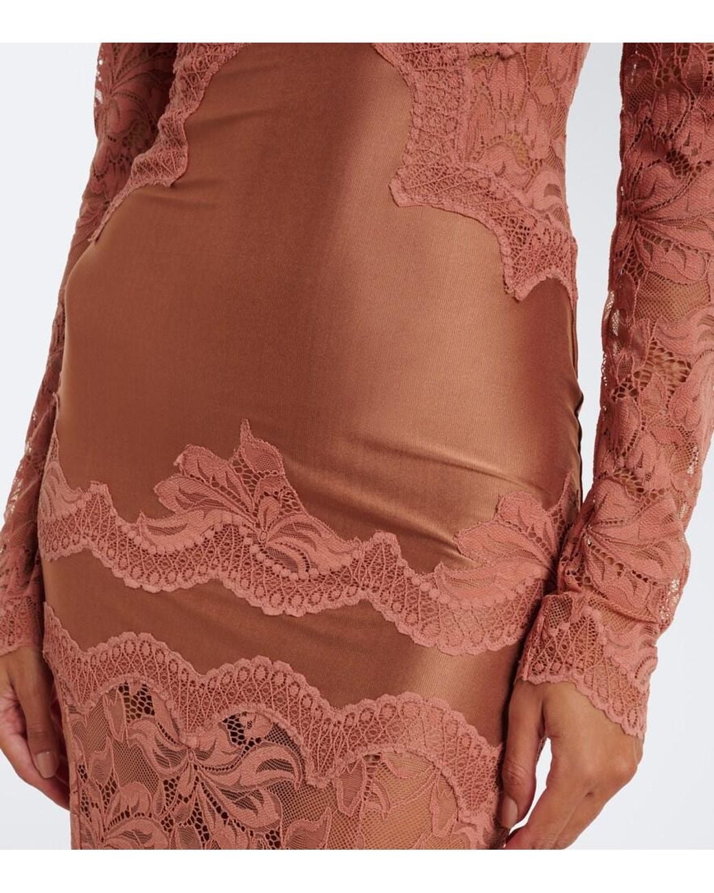 Rabanne Pink Lace And Satin Maxi Dress