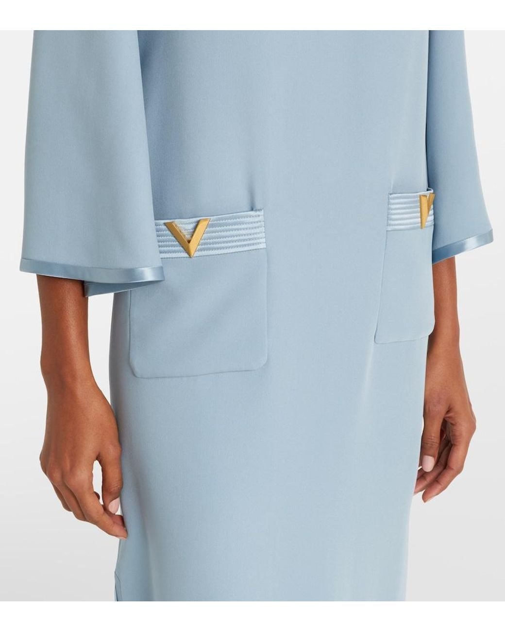 Valentino Garavani Blue Vgold Silk Maxi Dress
