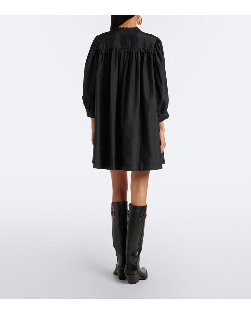 Chloé Black Ruffled Taffeta Minidress