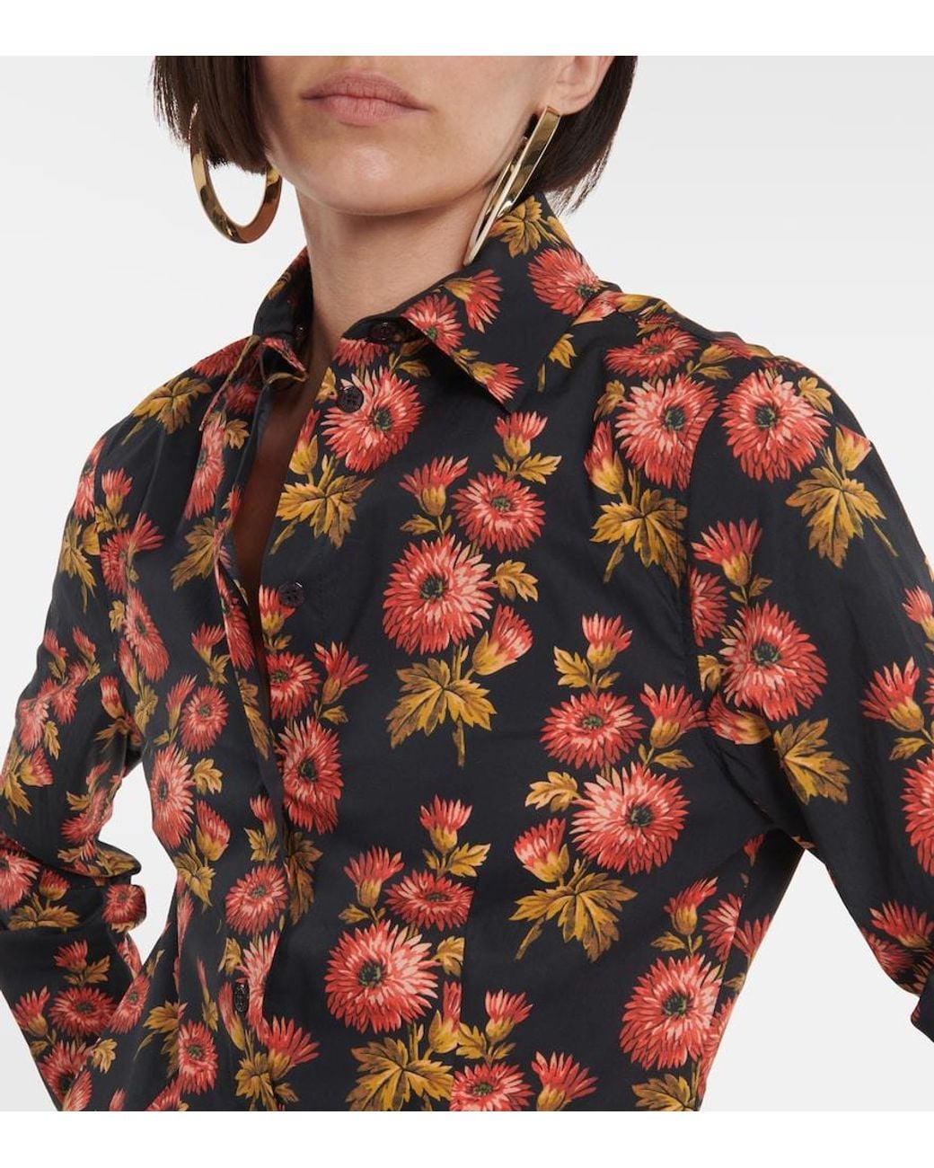 Etro Red Floral Cotton-Blend Shirt