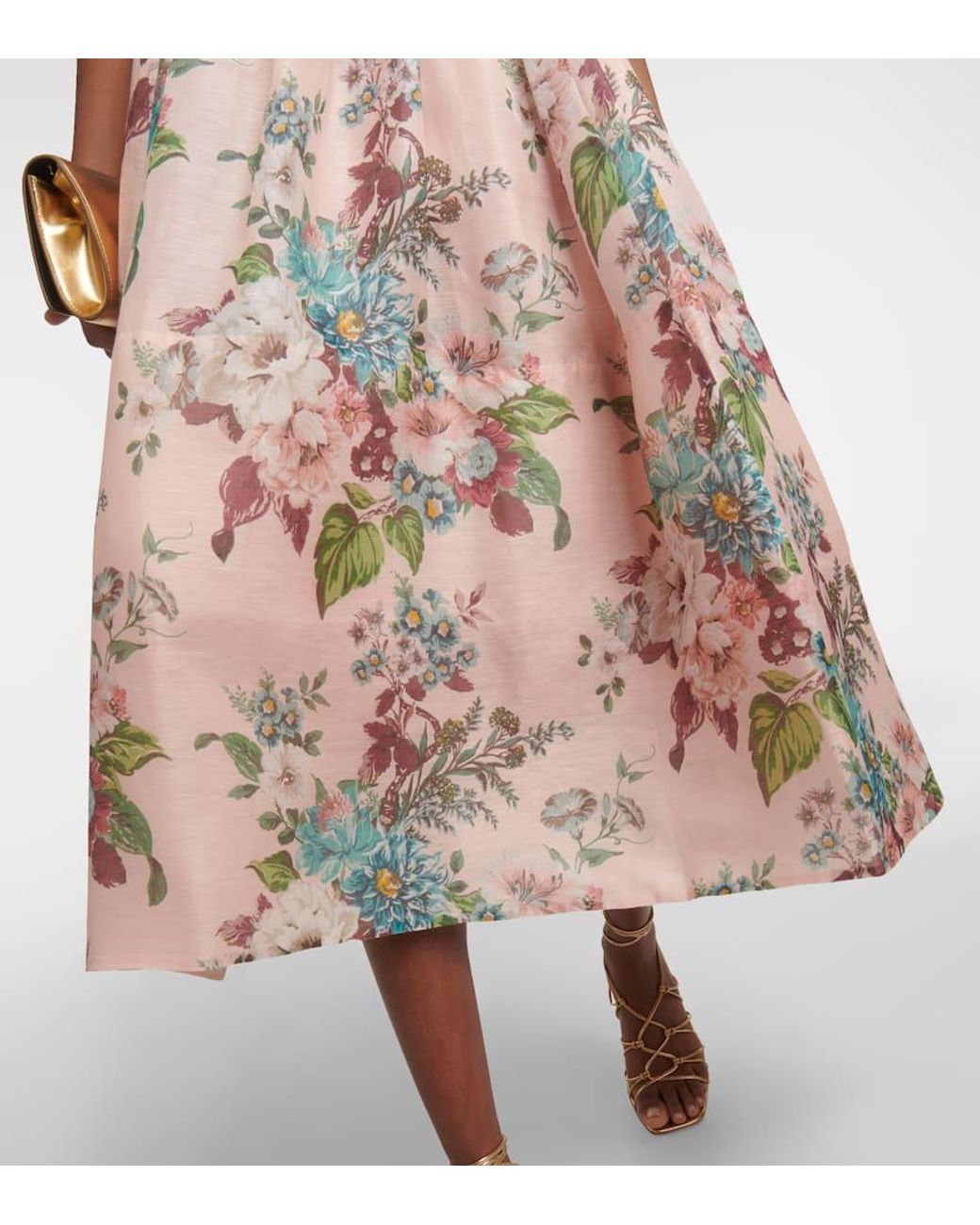 Zimmermann Matchmaker Linen And Silk Midi Dress in Pink | Lyst