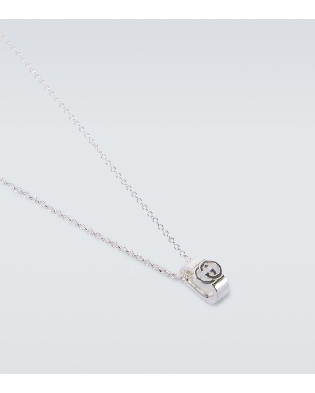 Gucci White Interlocking G Sterling Necklace for men
