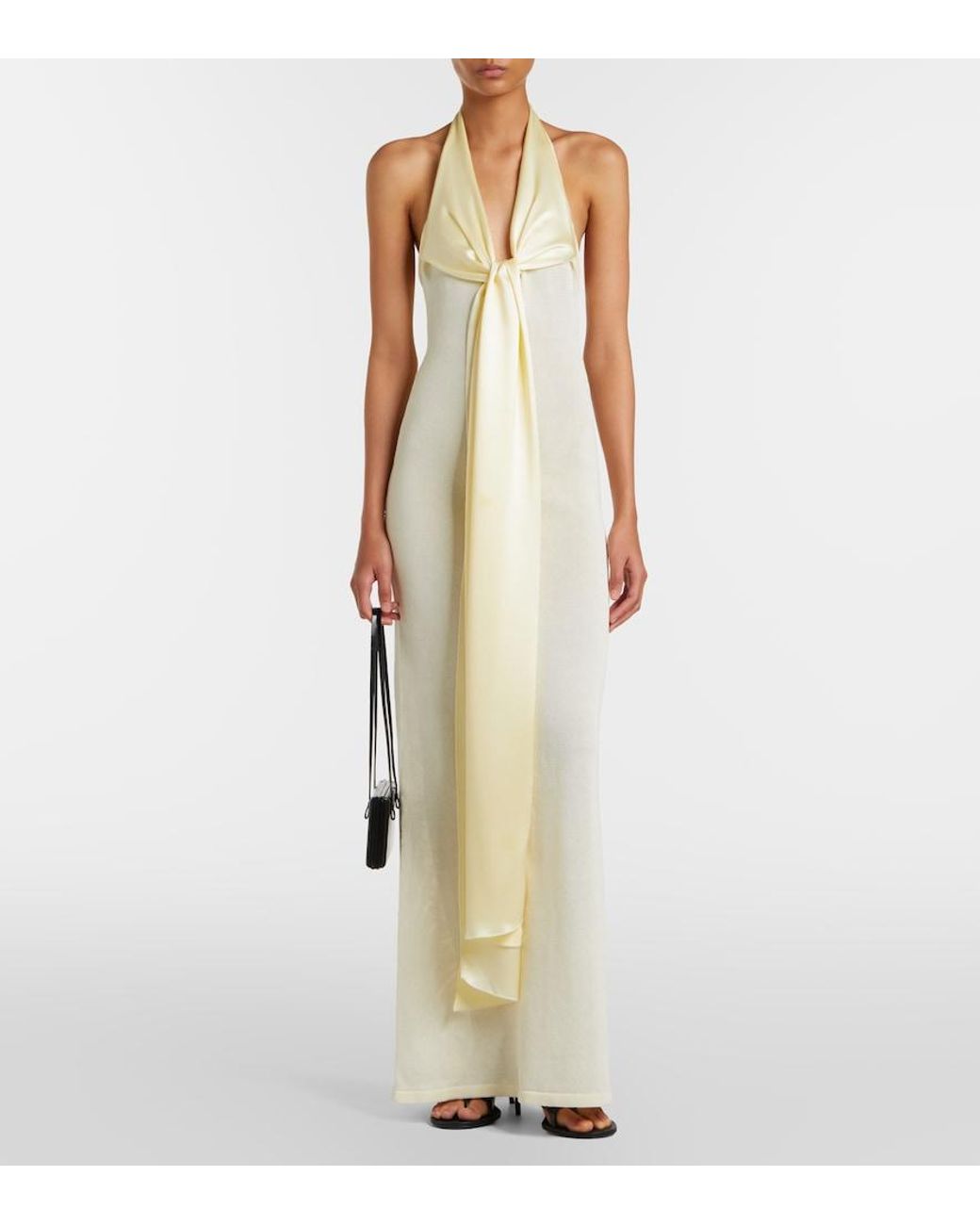 AYA MUSE White Nayra Cotton And Silk Blend Maxi Dress