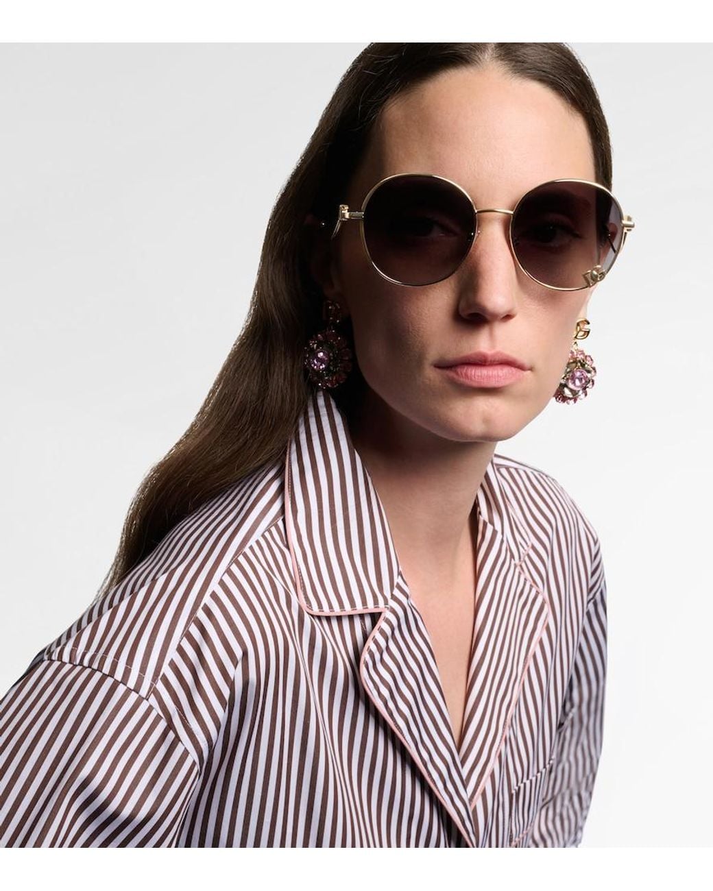 Dolce & Gabbana Brown Dg Filo Round Sunglasses