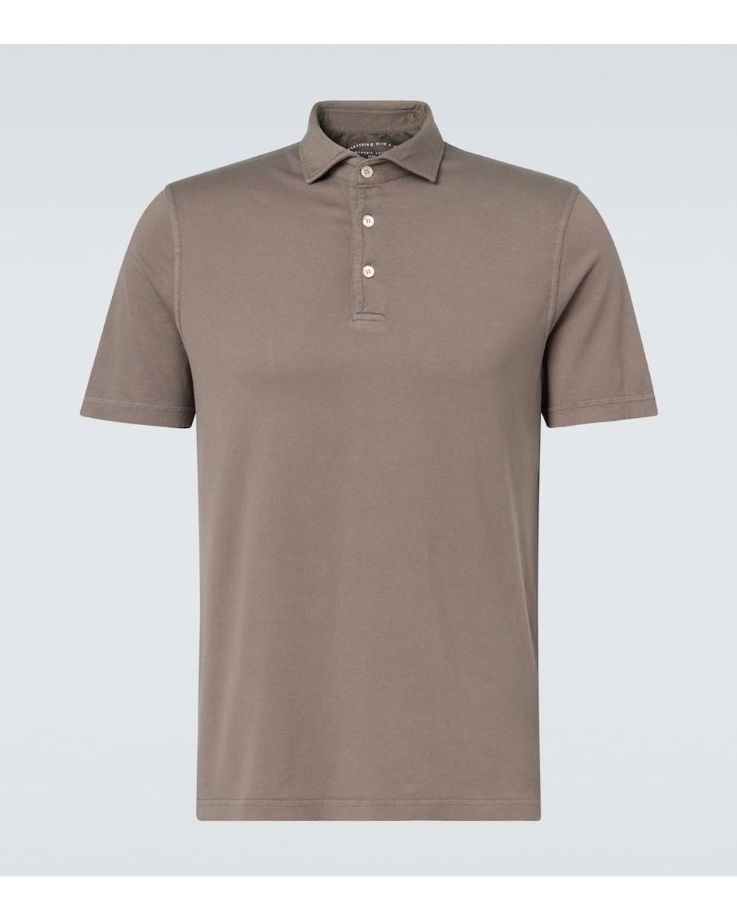 Fedeli Brown Zero Cotton Jersey Polo Shirt for men