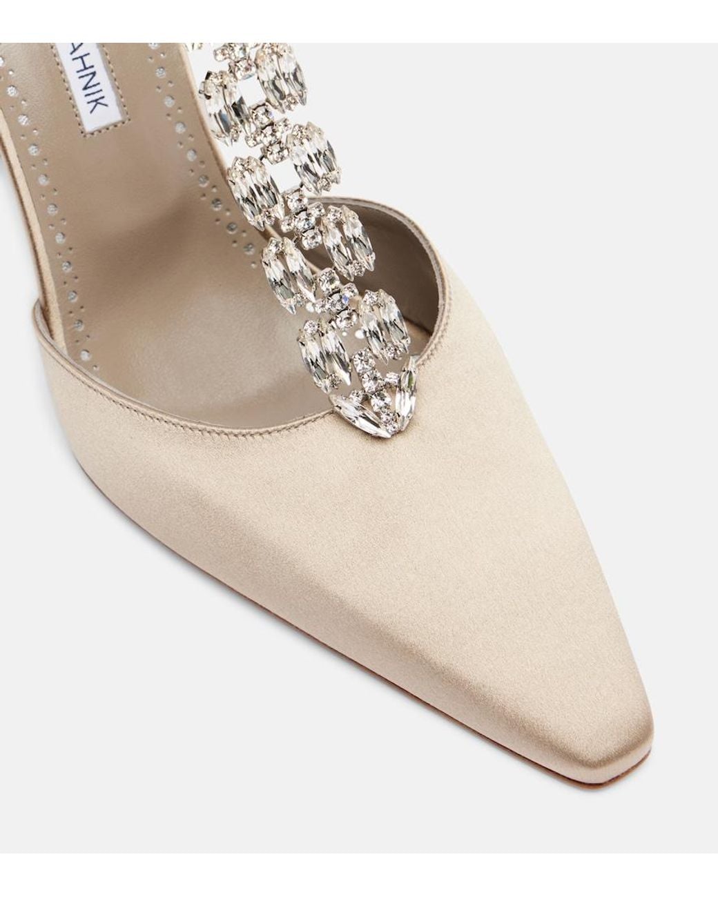 Manolo Blahnik Metallic Molara Embellished Satin Pumps