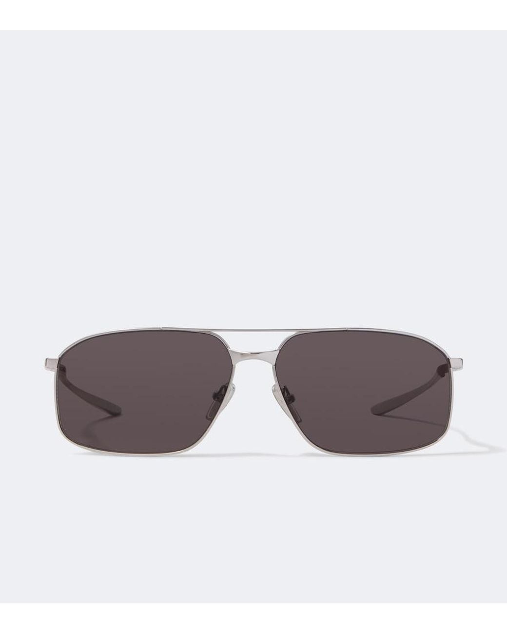 Balenciaga Brown Logo Navigator Sunglasses for men