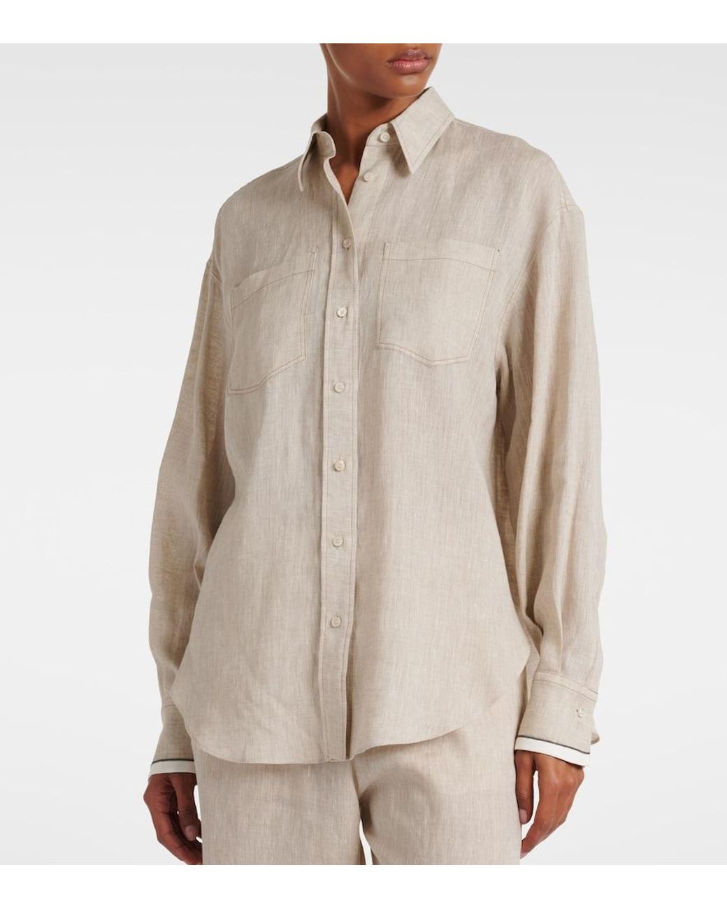 Brunello Cucinelli White Linen Shirt