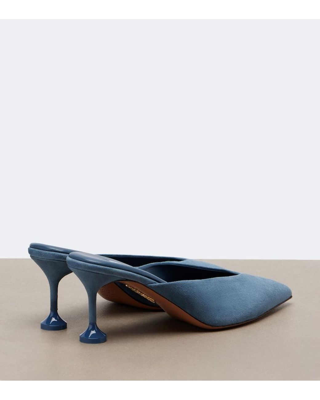 Aquazzura Blue Bisous Suede Mule