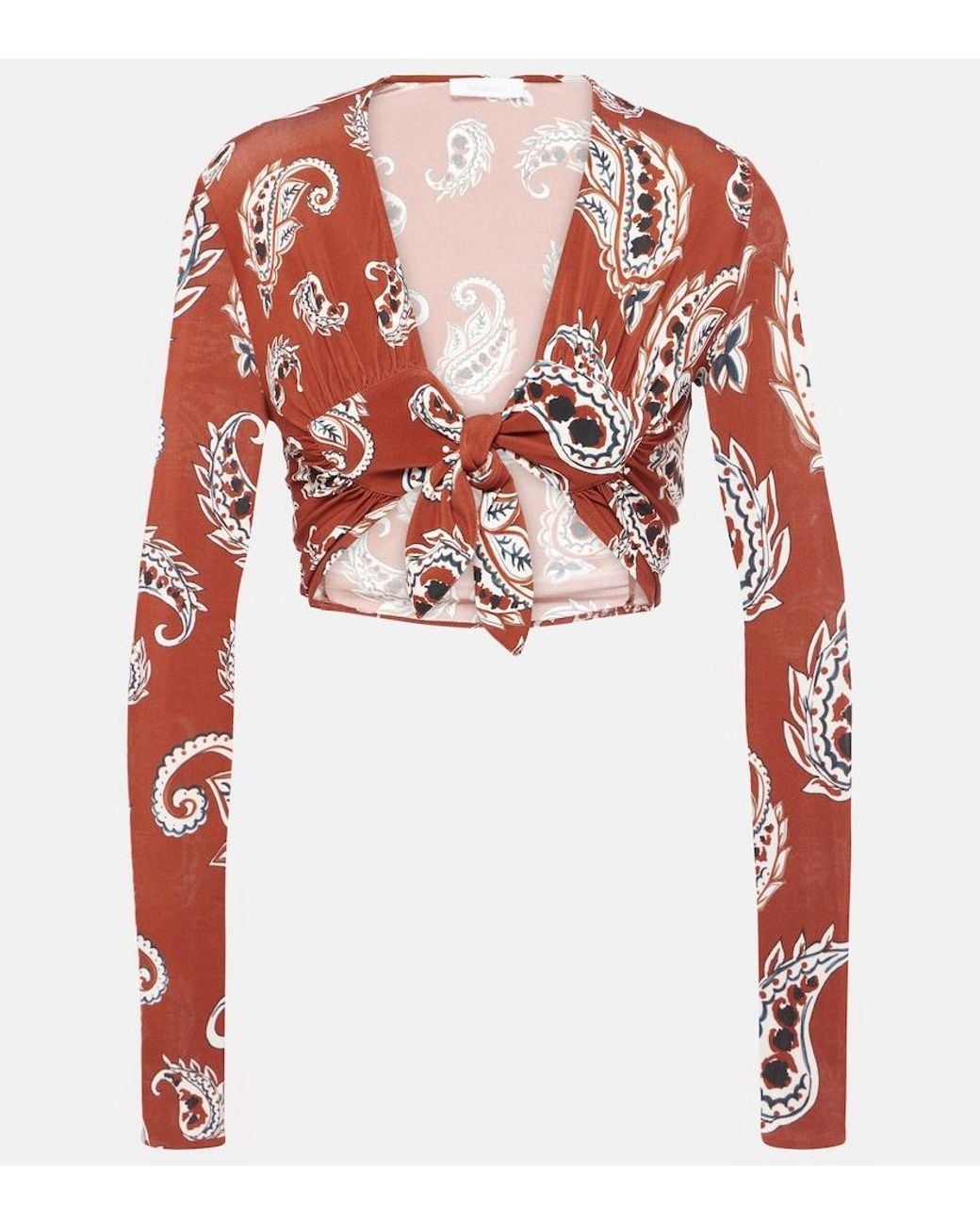 Rabanne Red Paisley Crop Top