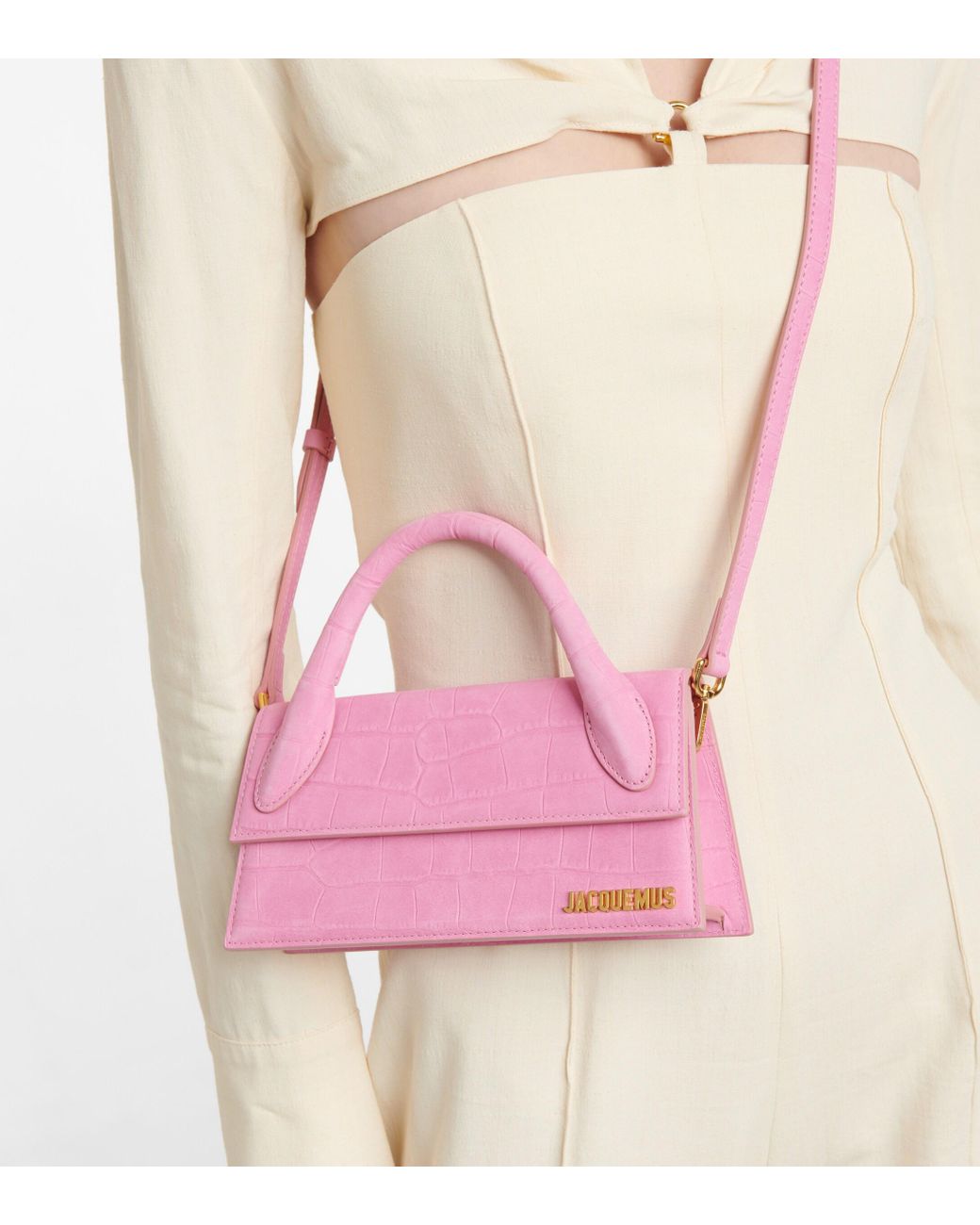 Jacquemus Le Chiquito Long Leather Tote in Pink