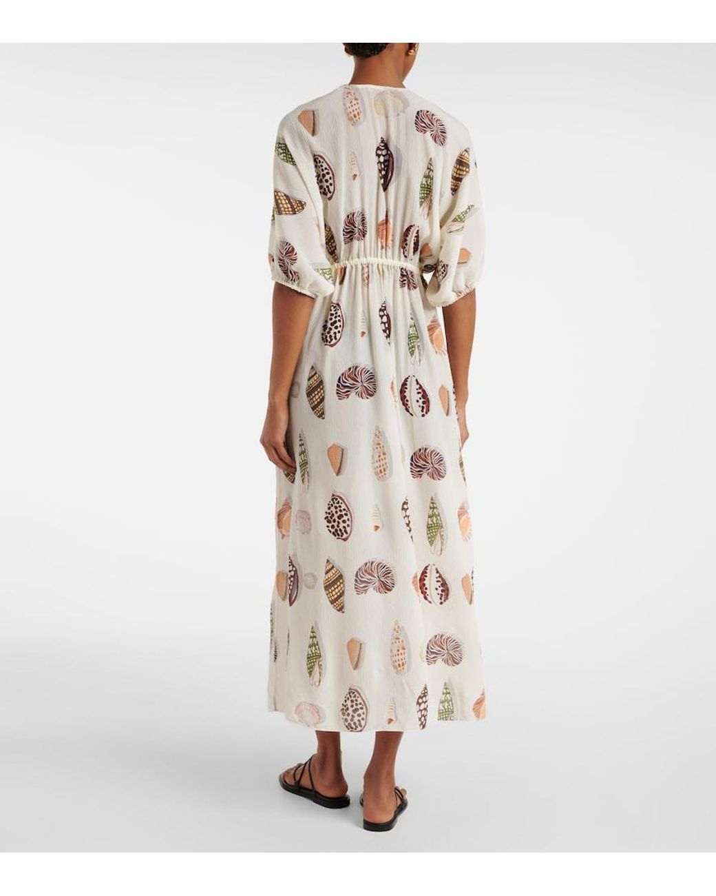 Eres Natural Coffea Printed Silk Midi Dress