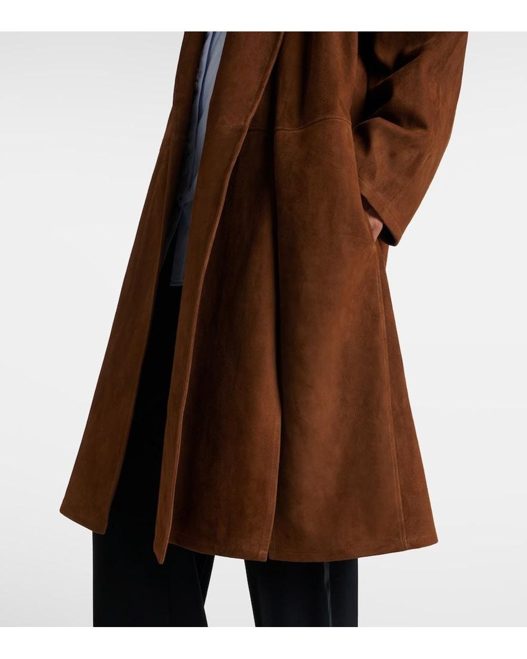 The Row Brown Serenis Suede Coat