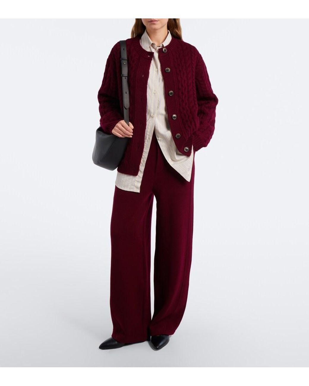 Lisa Yang Purple Cable-Knit Cashmere Cardigan