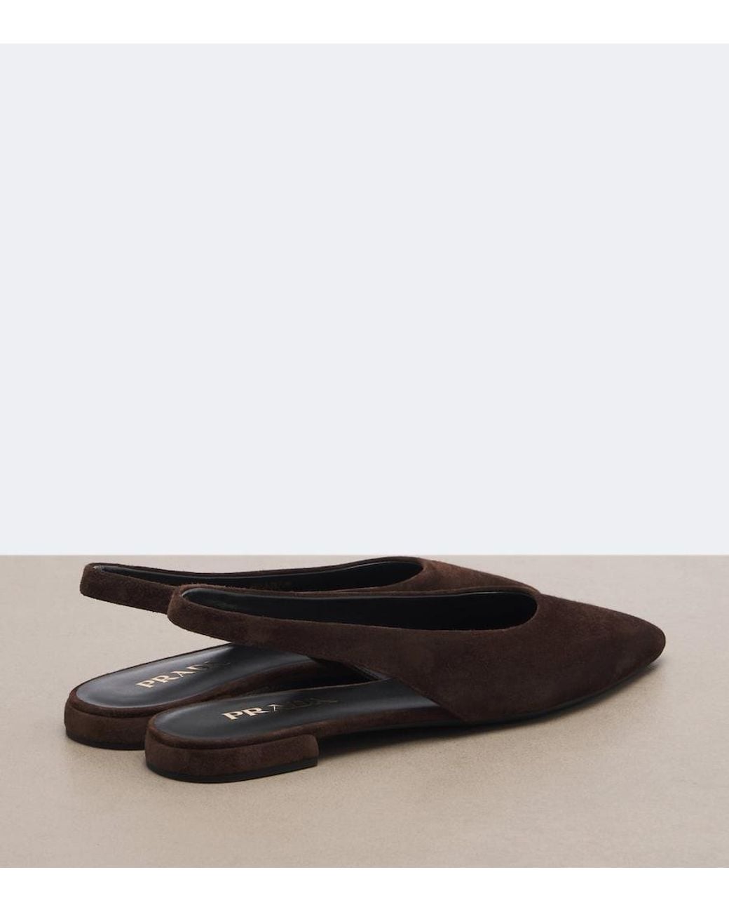 Prada Brown Suede Slingback Flats