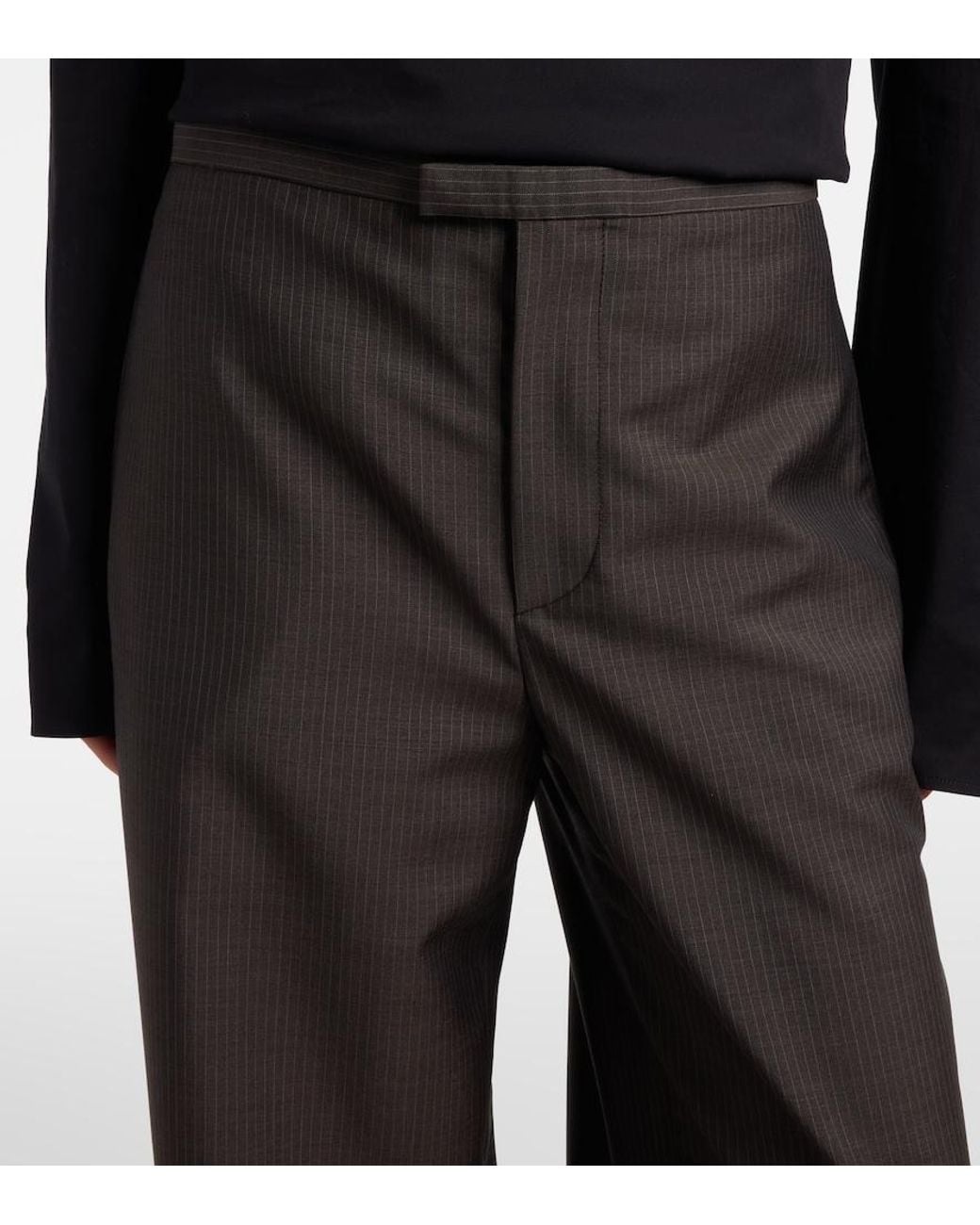 Gucci Black Pinstripe Wool And Mohair Wide-Leg Pants