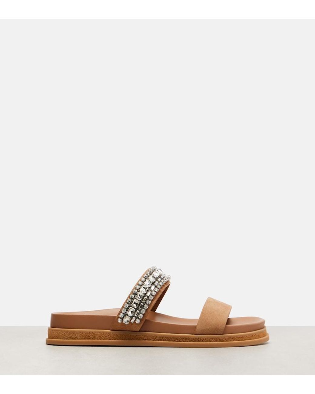 Jimmy Choo Brown Jadi Crystal-Embellished Suede Slides