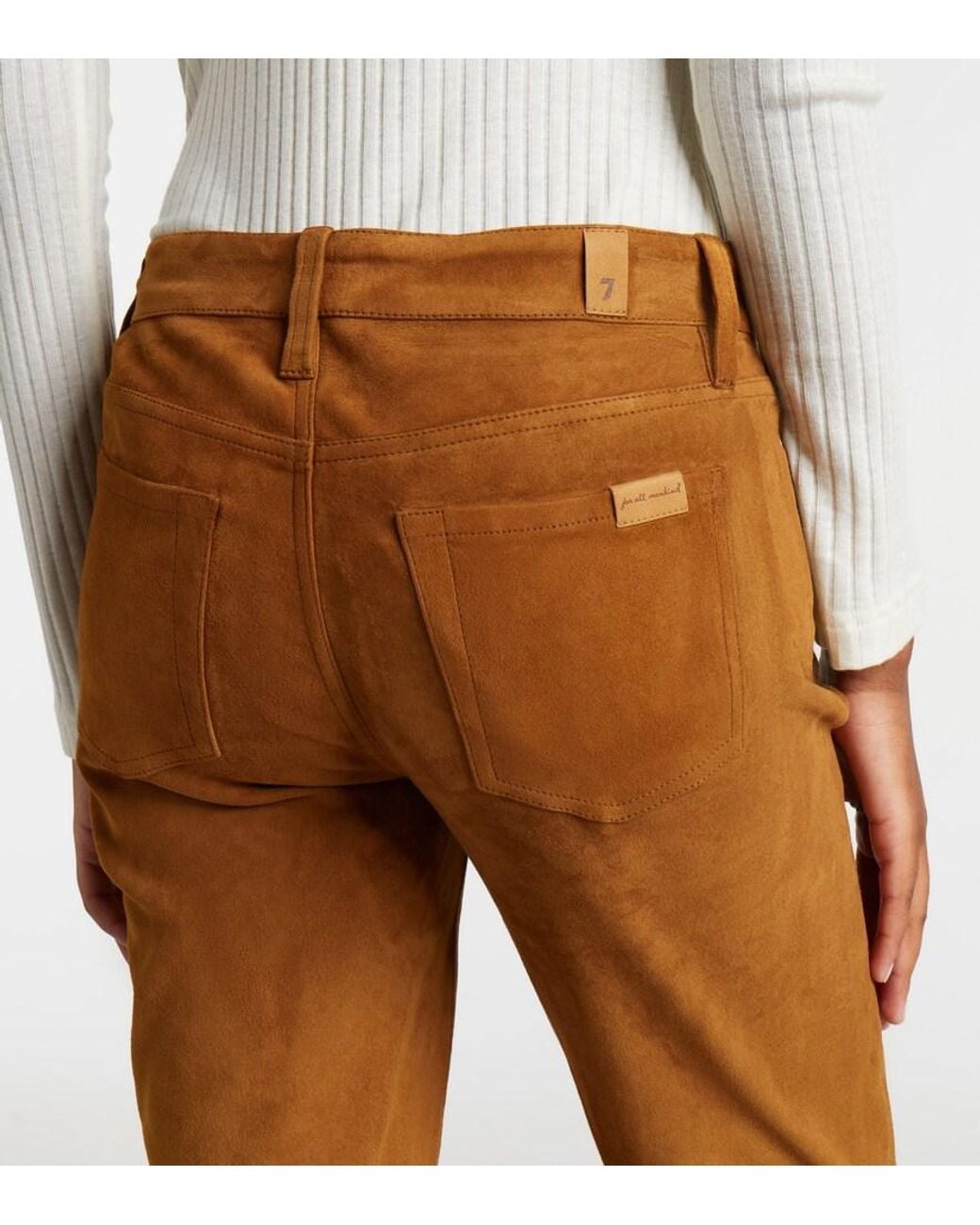 7 For All Mankind Brown Dojo Suede Flared Pants