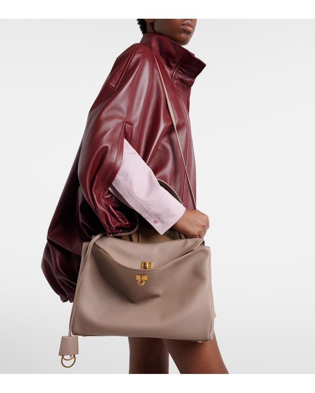 Balenciaga Natural Rodeo Medium Leather Shoulder Bag