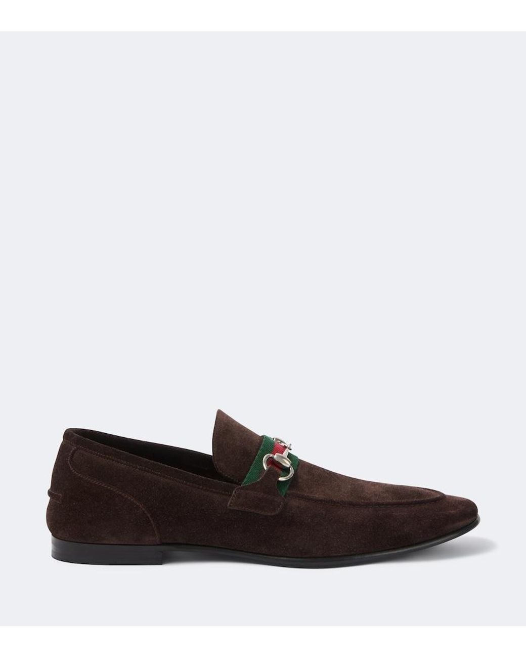 Gucci Brown Como Horsebit Suede Loafers for men