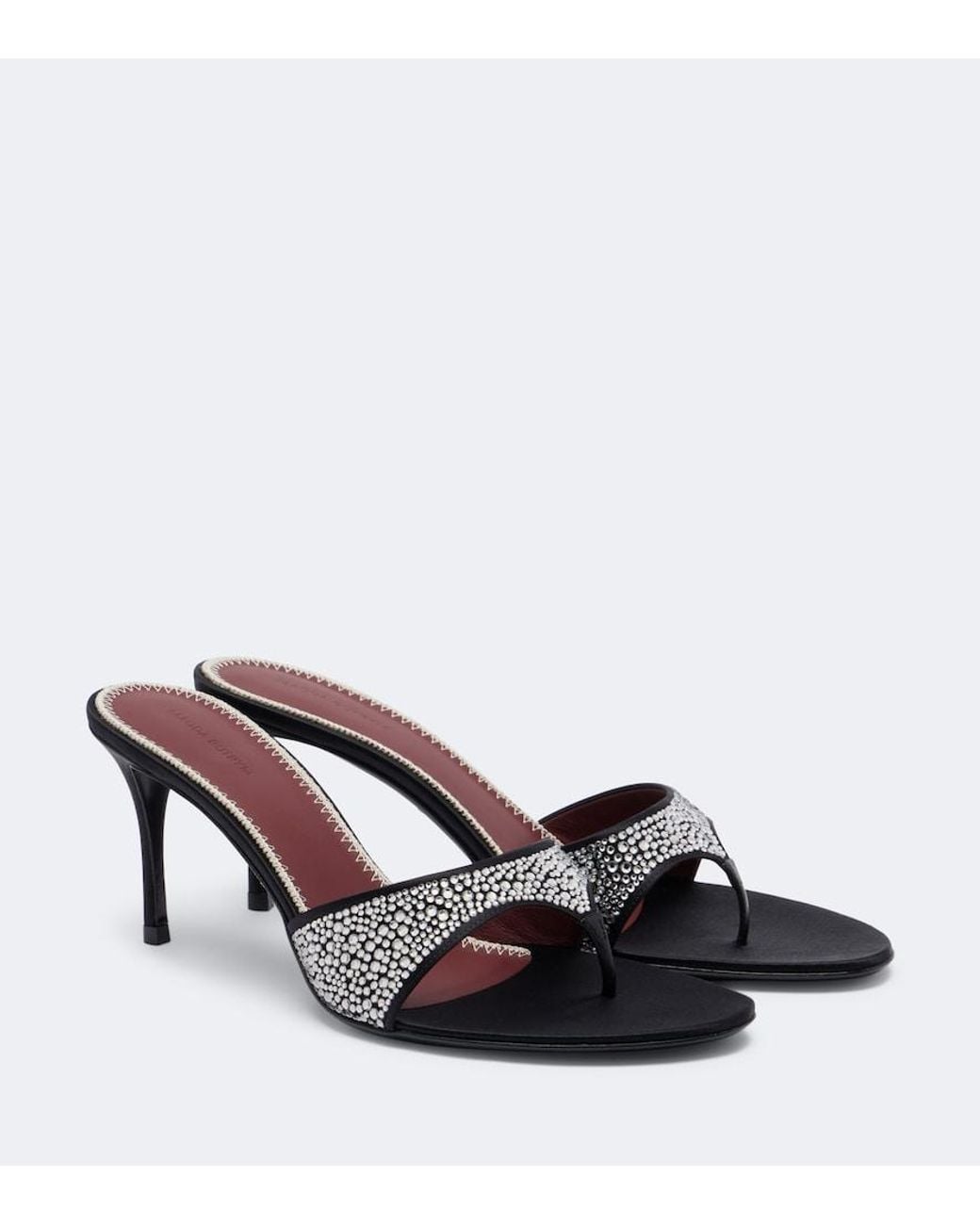 Magda Butrym Black Embellished Satin Thong Sandals