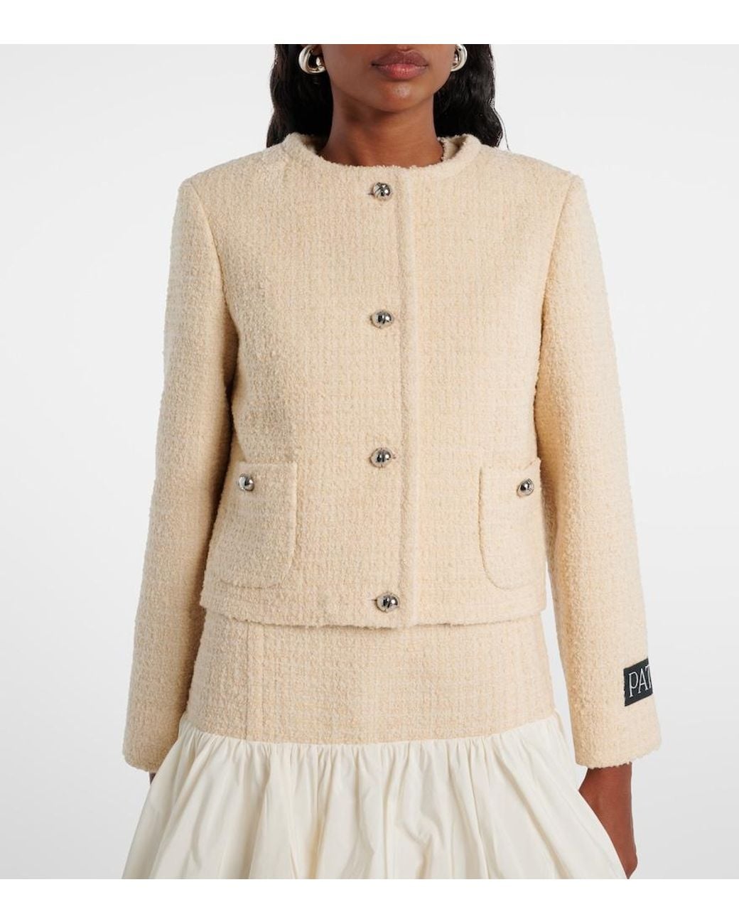 Patou Natural Logo Wool-Blend Boucle Jacket