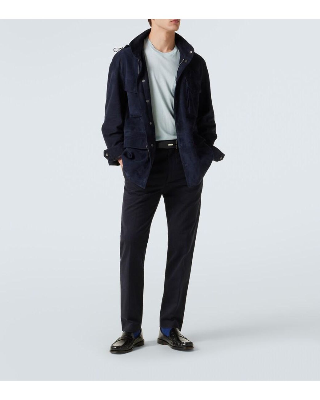 Tom Ford Blue Cotton And Silk Jersey T-Shirt for men