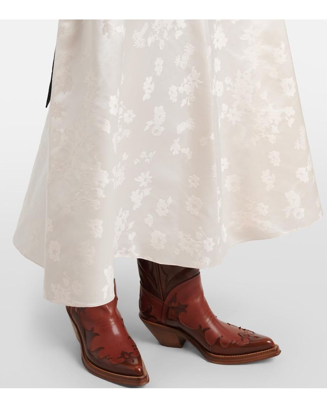 Gabriela Hearst White Larkin Floral Silk Midi Dress