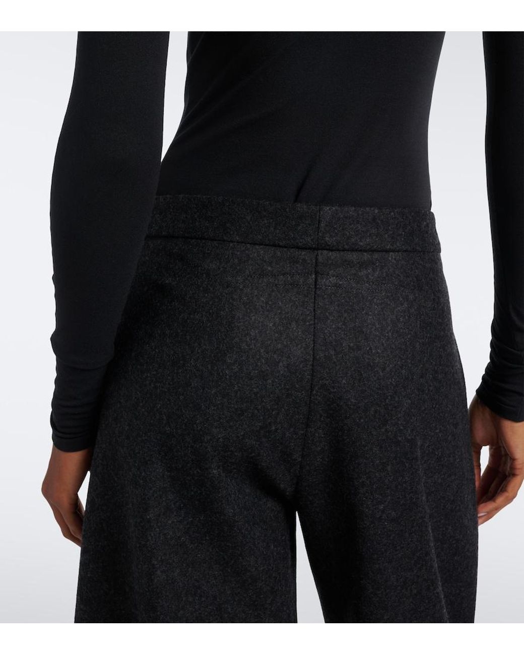 Alaïa Black Virgin Wool Barrel-Leg Pants
