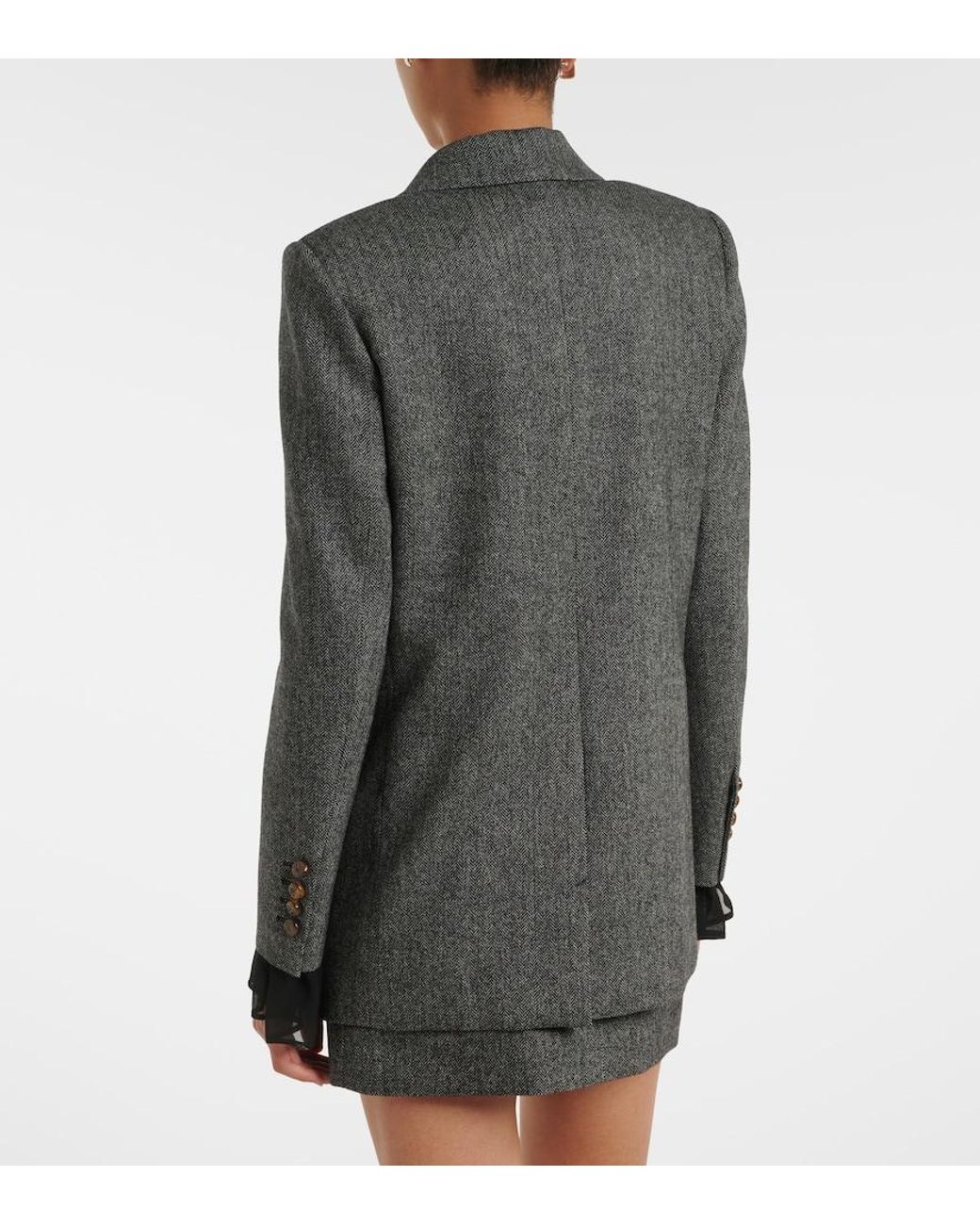 Blazé Milano Black Everyday Herringbone Wool-Blend Blazer