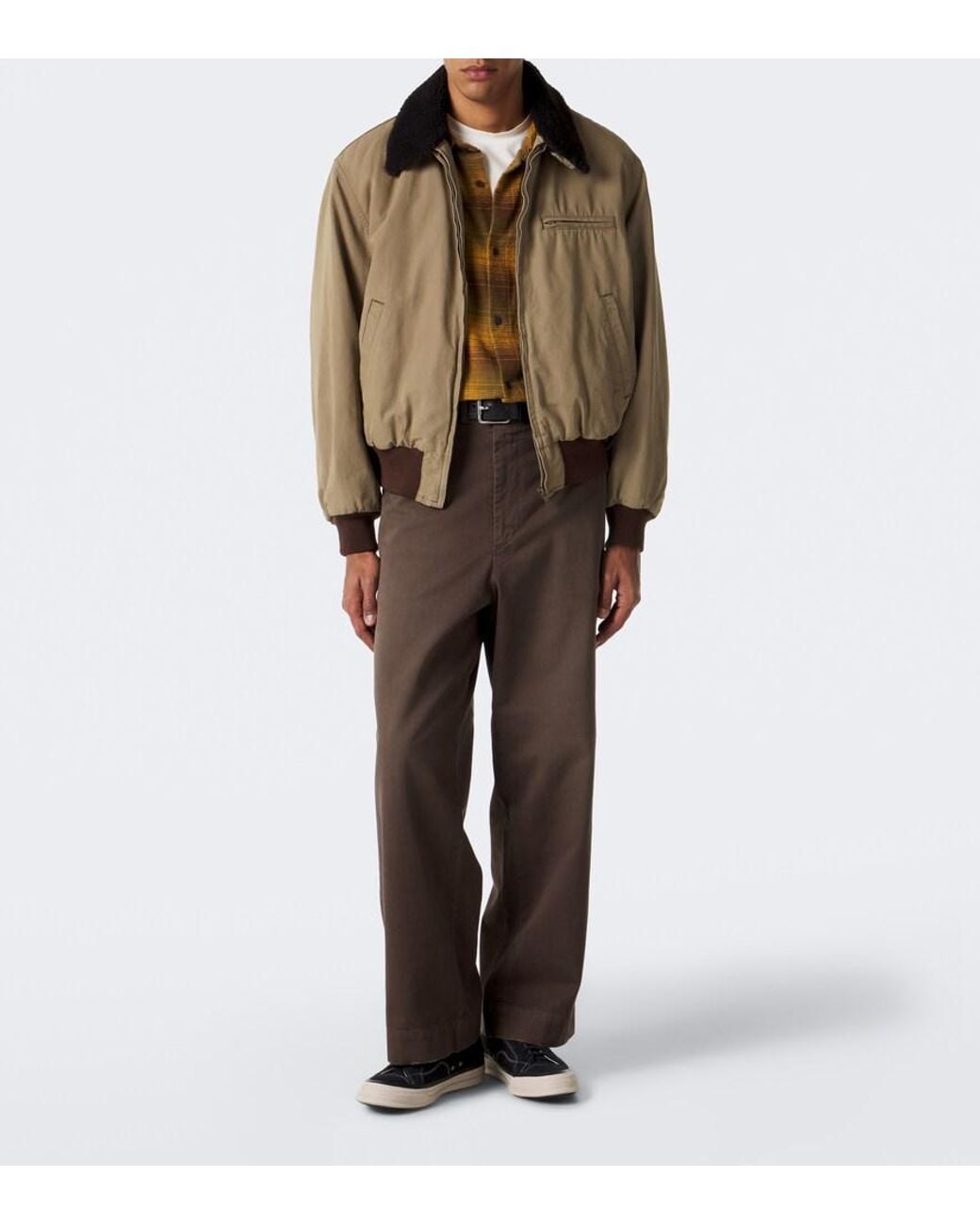 A.PRESSE Brown Cotton Twill Wide-Leg Pants for men