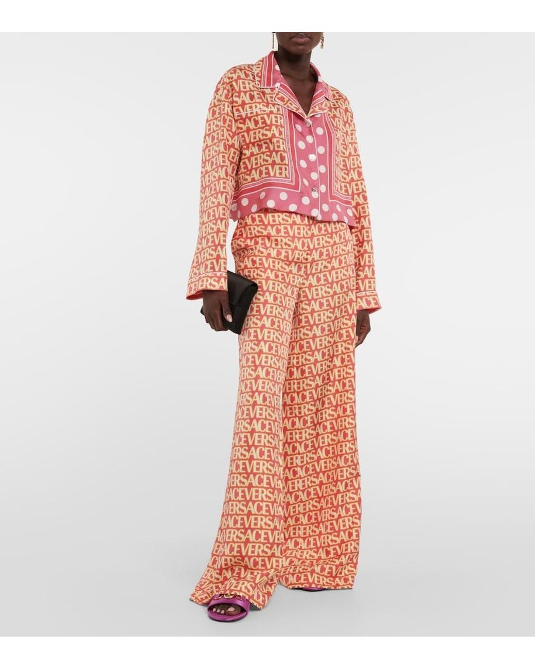 Versace Orange Holiday Wide Leg Trouser