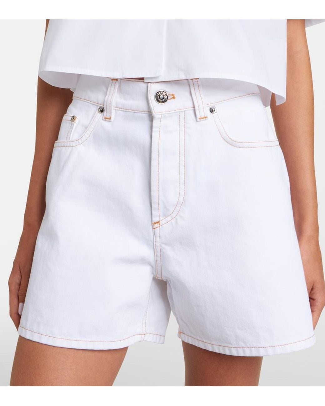 Shorts De Denim Versace de color White