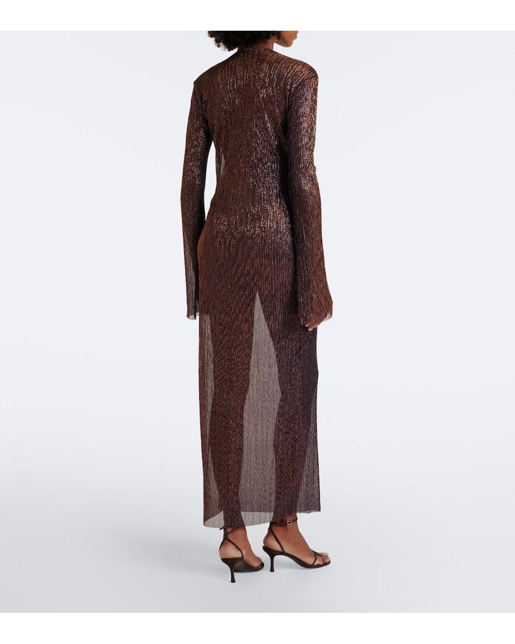 Cala De La Cruz Gray Soleil Knitted Lame Midi Dress