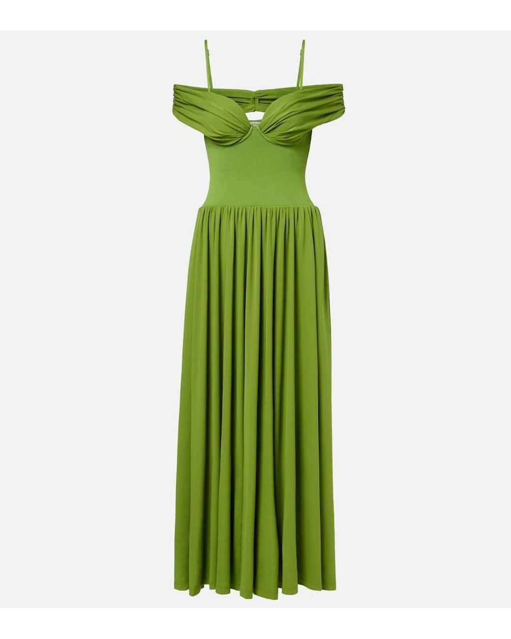 Jonathan Simkhai Green Amarantha Draped Jersey Midi Dress