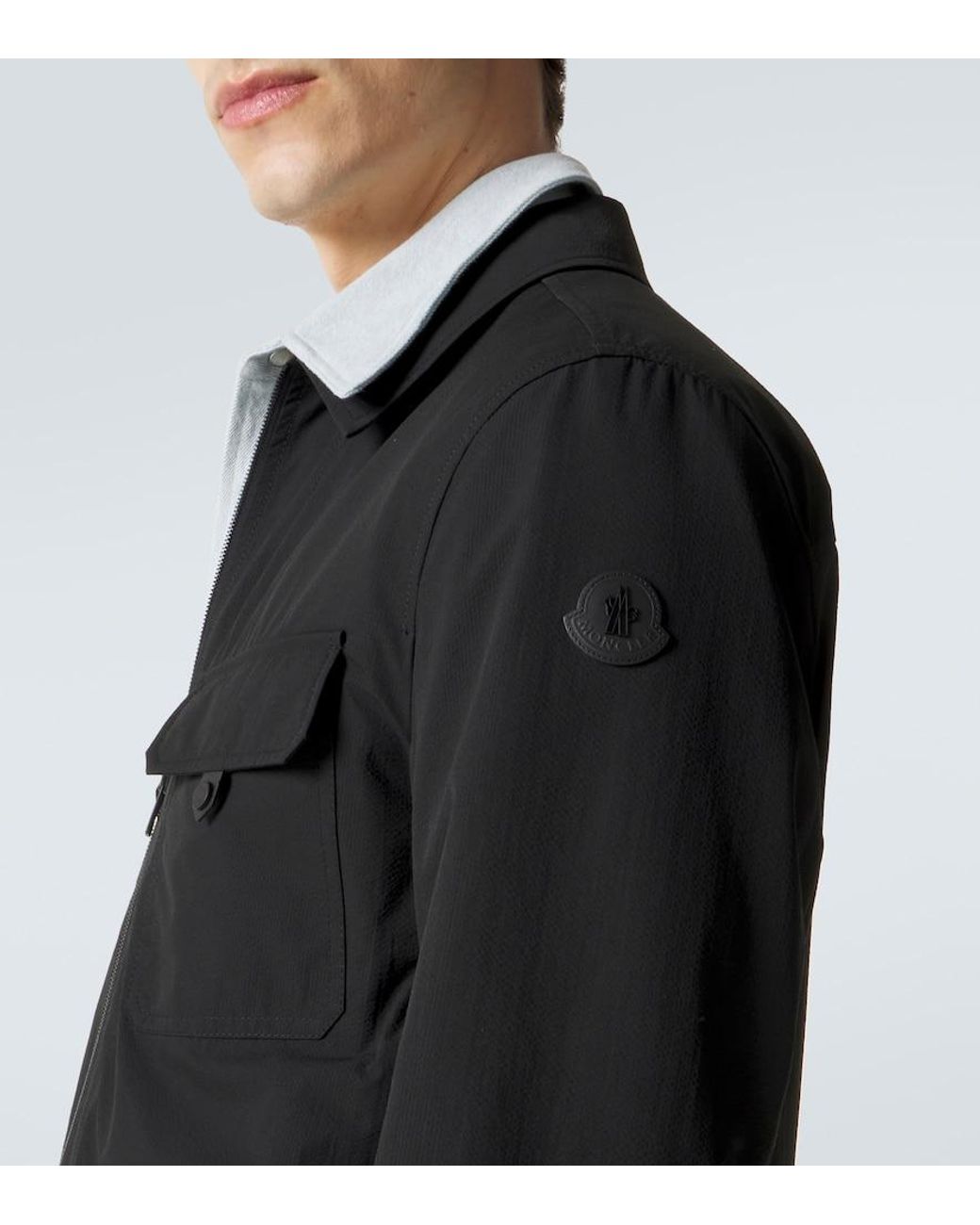Moncler Black Seersucker Overshirt for men